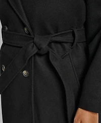 Dkny Plus Belted Notch Collar Coat