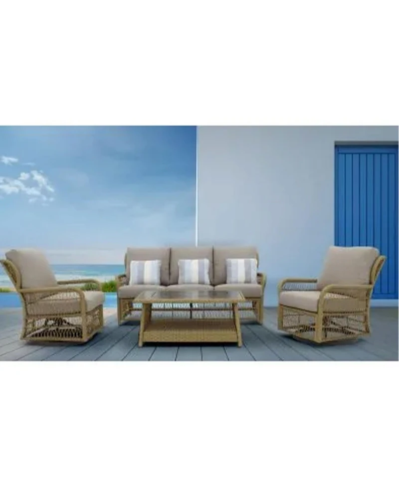 Four Seasons Courtyard Positano 40" x 26" Outdoor Wicker Coffee Table, Brown