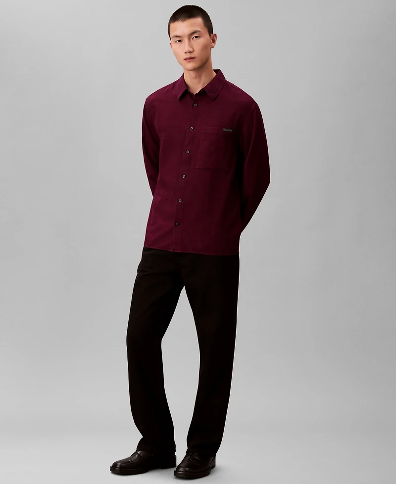 Calvin Klein Men's Classic-Fit Yarn-Dyed Houndstooth Shirt