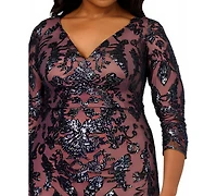 Adrianna Papell Plus Beaded Long Dress