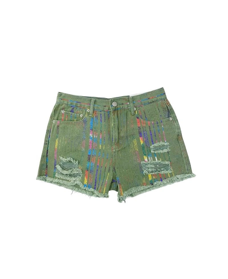 Blue Revival Women's Paloma Over The Rainbow High-Rise Denim Shorts