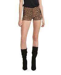 Blue Revival Women's Mid-Rise Leopard-Print Mini Shorts