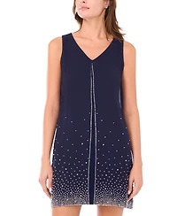 Msk Petite V-Neck Sleeveless Beaded Dress