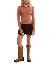Free People Women's Lake Henley Striped Top