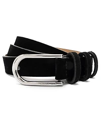 Michael Kors Silver-Tone Buckle Leather Belt