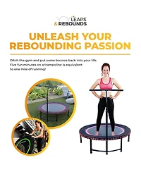 Leaps & Rebounds 40" Adjustable Stability Bar with 40" Fitness Trampoline, Blue