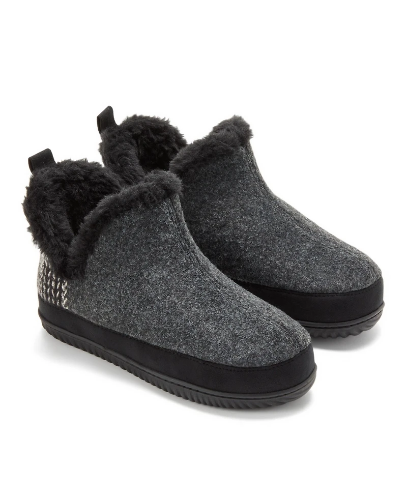 Dearfoams Women's Felted and Plaid Boot Slipper