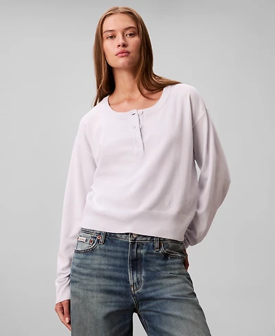 Calvin Klein Jeans Women's Long Sleeve Henley T-Shirt