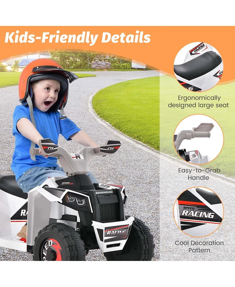 Kids Ride on Atv 4 Wheeler Quad Toy Car 6V Battery Powered Motorized Toy