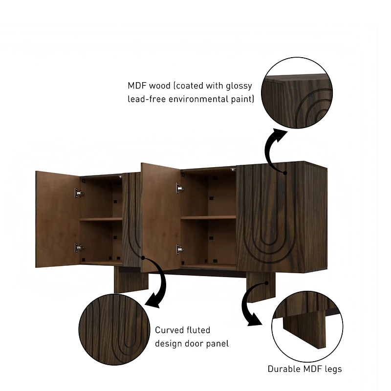 63'' Dining Room Cabinet with Mdf Legs