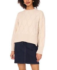 Vince Camuto Womens Crewneck Textured Knit Pattern Long Sleeve Sweater