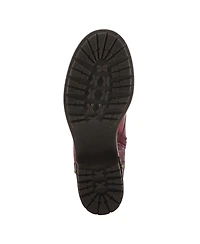 L Artiste Women s Marty-met Lace-Up Floral Metallic Boots with Faux Snakeskin Texture and Embossed Heel