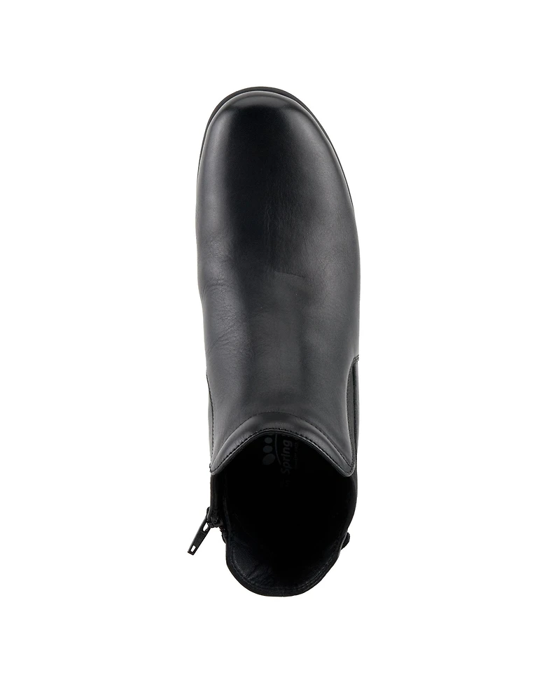 Spring Step Apso Leather Wedge Bootie with Elastic Panel, Inside Zipper, and Removable Insole