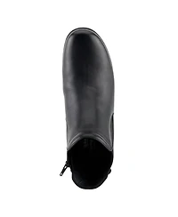 Spring Step Apso Leather Wedge Bootie with Elastic Panel, Inside Zipper, and Removable Insole
