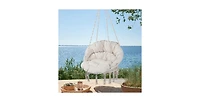 Flynama 47 Inch Macrame Hammock Swing Chair with 330 lb Capacity