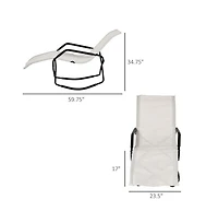 Chic Crate - Rocking Chaise Lounge Chair - 400lb Sunbathing Lounger w/ UV50+ Fabric & Locking Rockers - Compact Fold for Pool/Beach, White