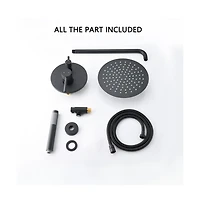 Rainsken 10" Matte Black Roud Rain Shower head and Handheld Shower Head Set