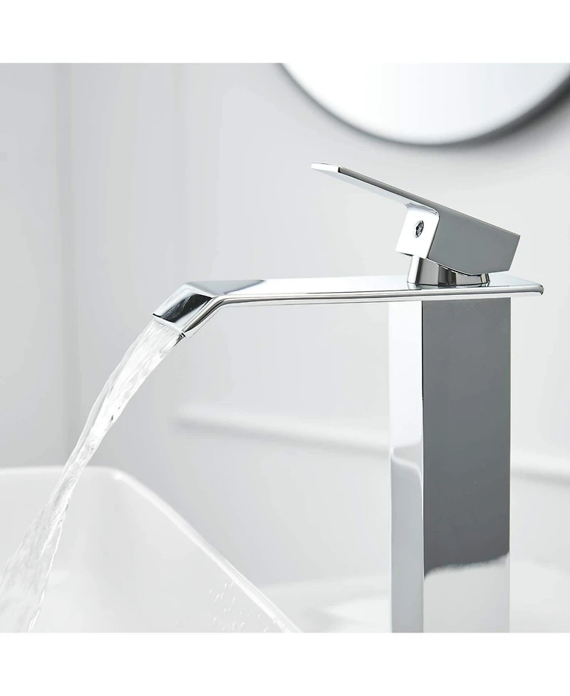 Greenspring Waterfall Single Hole Single Handle Bathroom Vessel Sink Faucet With Pop-up Drain Assembly