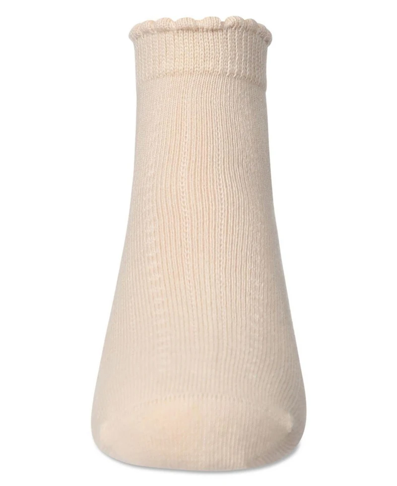 Memoi Little Girls Ditsy Floral Scalloped Cuff Anklet Sock