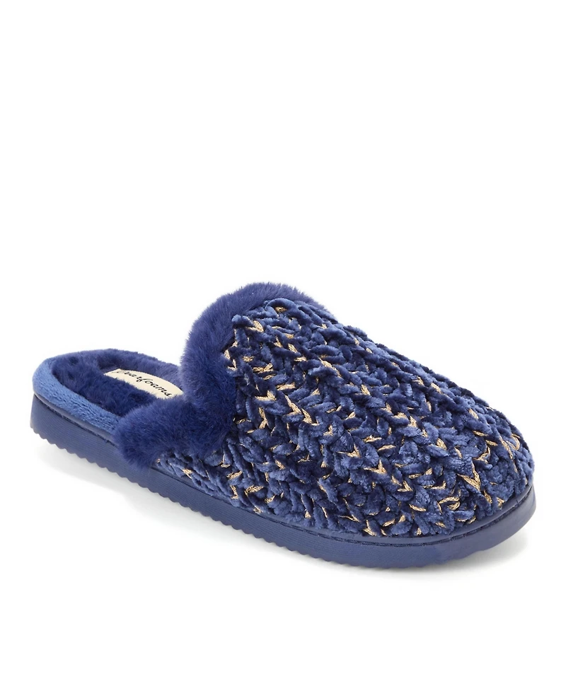 Dearfoams Women's Paris Chenille Shaped Tab Scuff Slipper