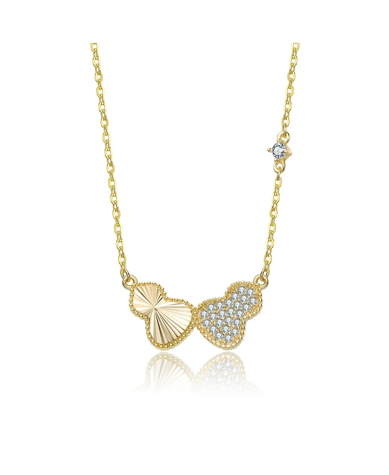 Rachel Glauber 14K Gold Plated with Clear Cubic Zirconia Statement Necklace