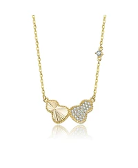 Rachel Glauber 14K Gold Plated with Clear Cubic Zirconia Statement Necklace