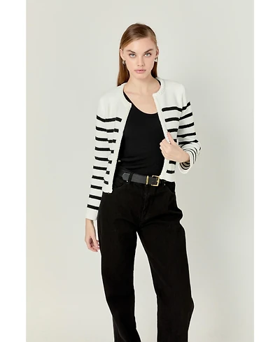 English Factory Women's Braided Stripe Cardigan