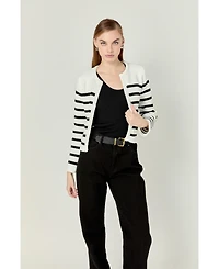 English Factory Women's Braided Stripe Cardigan