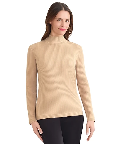 Jones New York Women's Sutton Ribbed Mock-Neck Long-Sleeve Sweater
