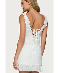 Edikted Womens Shayla Ruffle Textured Mini Dress