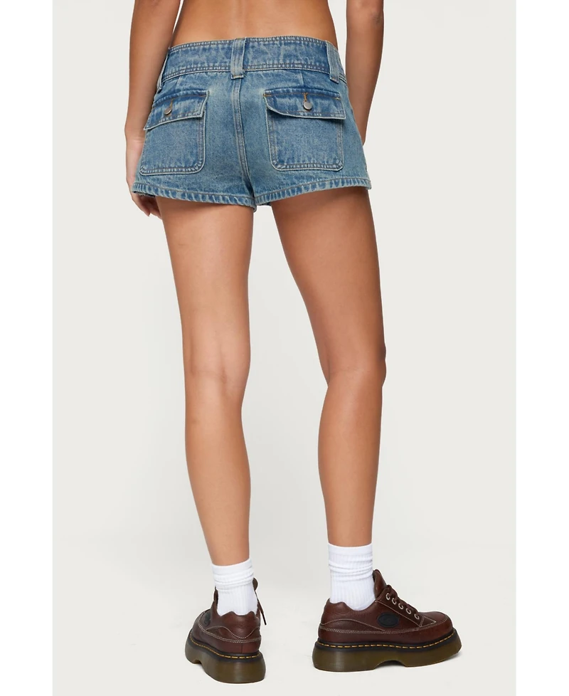 Edikted Women's Keinan Low Rise Denim Shorts