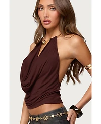 Edikted Women's Mileva Cuff Deep Cowl Neck Top