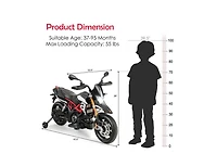 12V Licensed Kids Ride-On Motorcycle with Sounds – Black