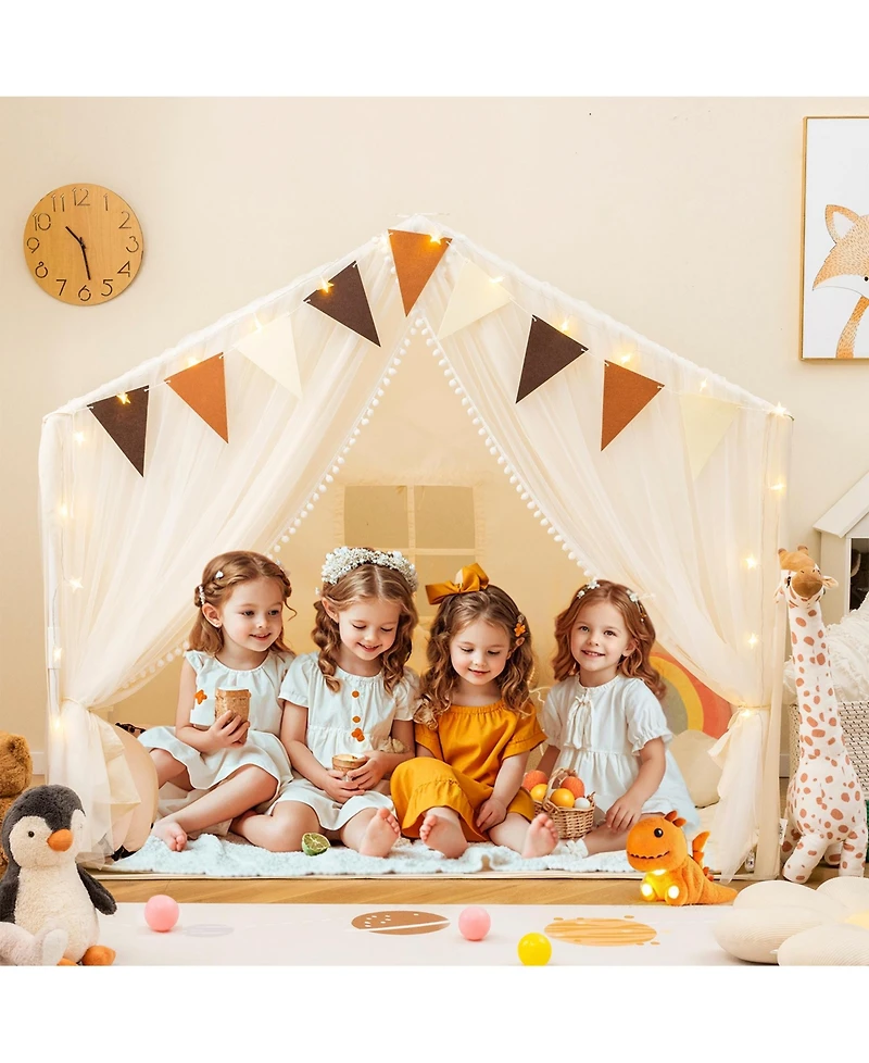 Large Toddler Playhouse Tent with Door Curtains Windows