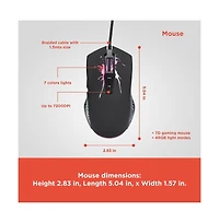 Radioshack All-in-One Pc Gaming Set 114-Key Keyboard, 7200 Dpi Mouse with Lights, Headset and Non Slip Mousepad Included 2607158