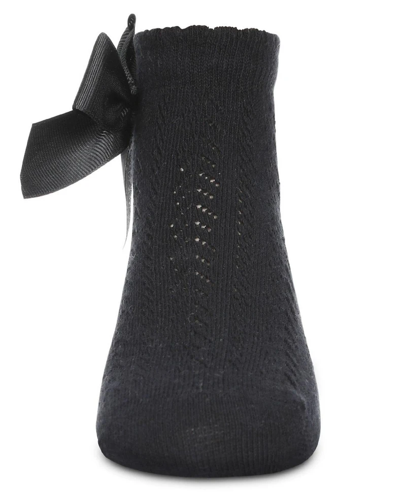 Memoi Girls' Knit Openwork Bow Anklet Socks
