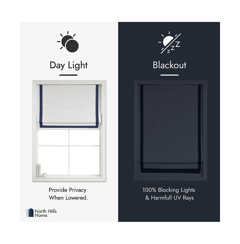 Shadisfy Cordless Pull Down 100% Blackout Roman Shade with Ribbon Border 31"x64"