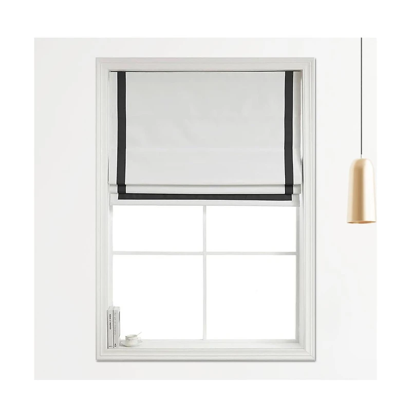 Shadisfy Cordless Pull Down 100% Blackout Roman Shade with Ribbon Border 27"x64"
