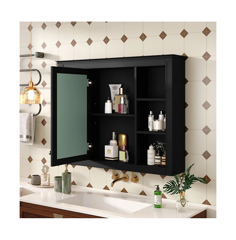 Chic Crate-Tall Bathroom Storage Cabinet Freestanding Cabinet w/ 2 Different-Size Drawers & Adj. Shelf | Mdf Painted Finish | White
