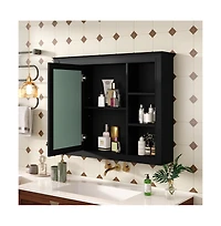 Chic Crate-Tall Bathroom Storage Cabinet Freestanding Cabinet w/ 2 Different-Size Drawers & Adj. Shelf | Mdf Painted Finish | White