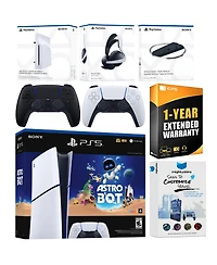 Sony PlayStation 5 Astro Bot Slim Digital Bundle with Disc Drive, Pulse Elite Headset, Extra Controller, Vertical Stand, MightySkins Voucher and 1 Yea