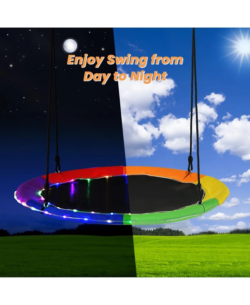 40-Inch Saucer Tree Swing with Lights for Kids & Adults