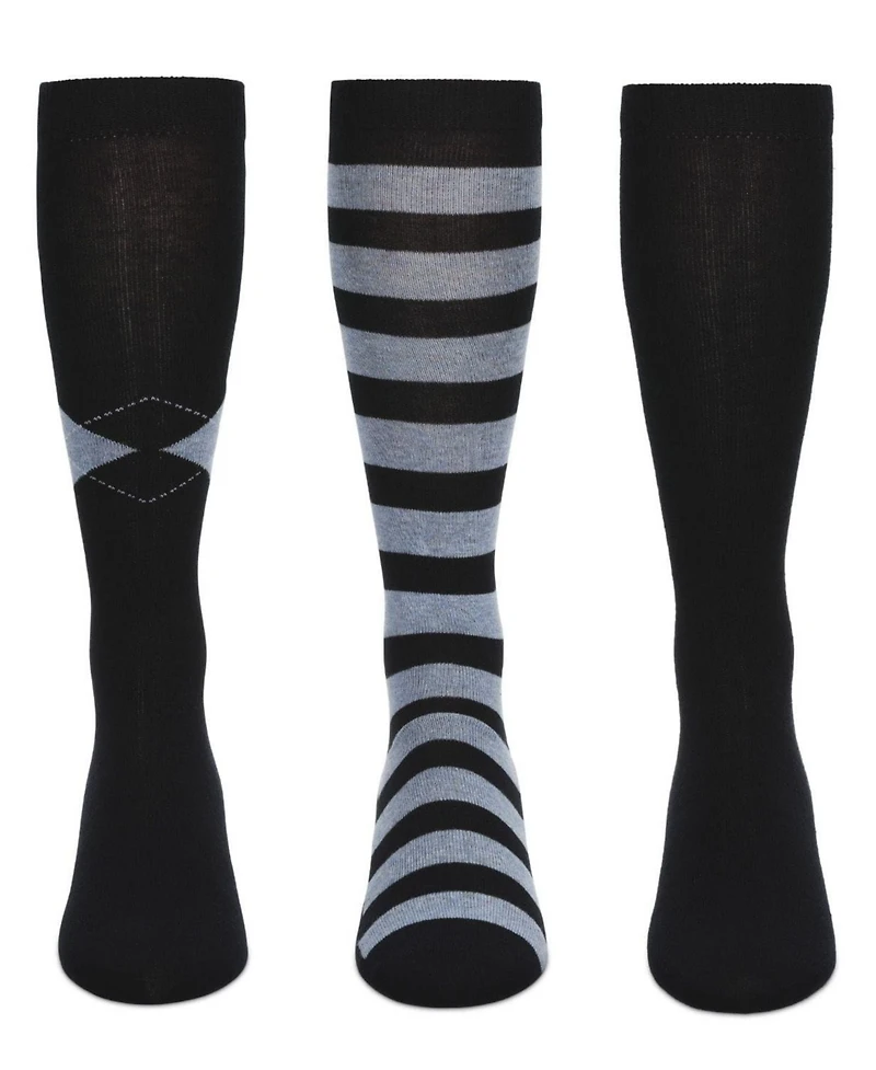 Memoi Big Girls 3 Pair Pack Soft Stripe Knee High Socks