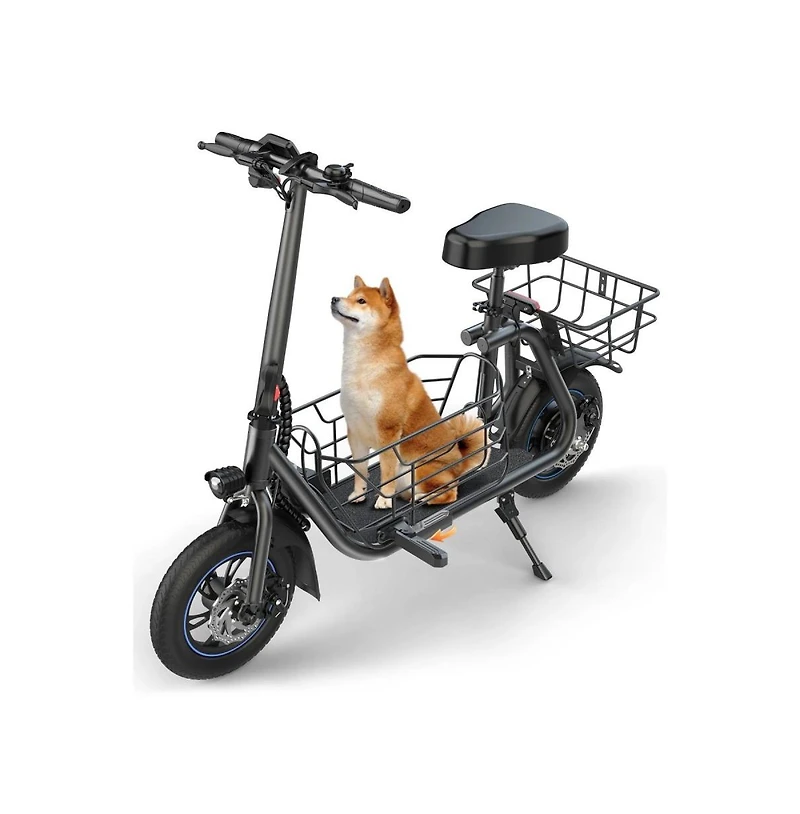Adults Electric Scooter: Foldable, 550W Motor (18.6 Mph/20 Miles), Large Middle Basket & Seat – Perfect for Pets & Cargo