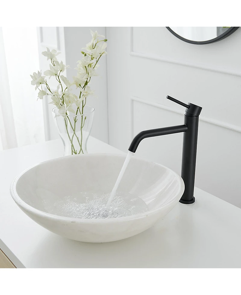 Modern Single Hole Single Handle Vessel Bathroom Vanity Sink Faucet With Pop Up Drain Without Overflow in Brushed Gold
