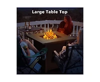 Zafro 28" Propane Fire Pit Table, 40,000 Btu Outdoor Gas Fire Table with Lid, Rain Cover, and 3 lbs Lava Rocks for Patio, Backyard, or Garden