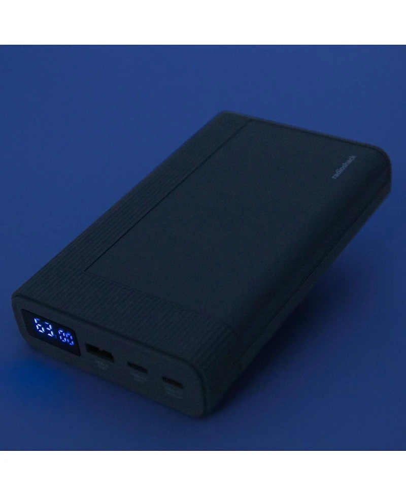 RadioShack Portable Charger 20,000 mAh 74 Wh Gray With Led Display On Charge Level Usb A and Usb C Out and Usb C In 2309275