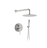 Rainsken Wall Mounted Round Shower Combo Set with 10" Rain Shower Head and Handheld Shower Head Set with Pressure Balancing Valve, Silver