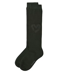 Memoi Girls Cotton-Rich Fuzzy Heart Embellished Knee Sock