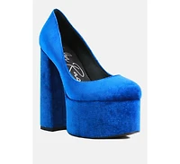 Old Novelty Platform Heel Velvet Pumps Women